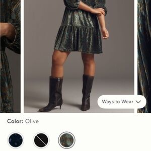 Anthro Chic Olive Patterned Dress